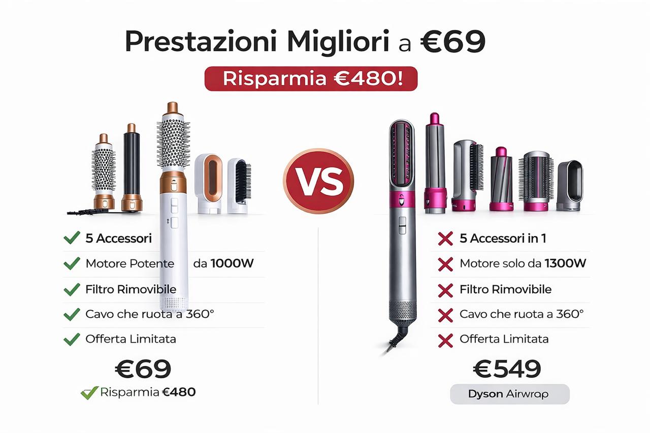 Spazzola Asciugacapelli 5 in 1 Professionale
