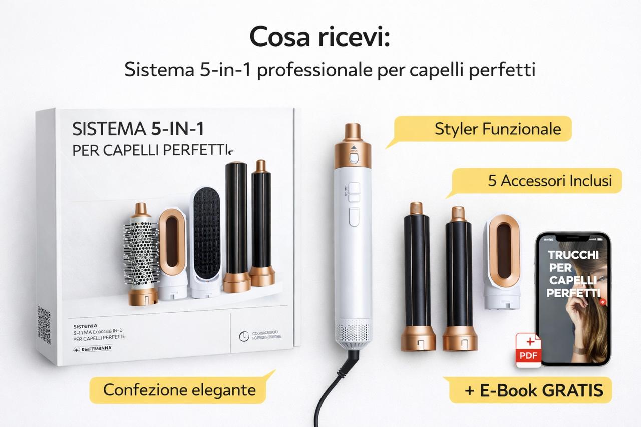 Spazzola Asciugacapelli 5 in 1 Professionale